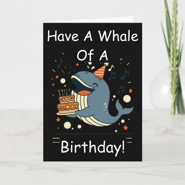 Tarjeta Ten un cumpleaños de ballena Cantando Ballena (Anverso)
