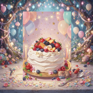 Tarjeta Ten un Cumpleaños Dulce Pavlova & Frutas