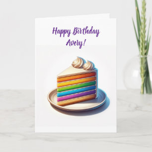 Tarjeta Ten un cumpleaños fabuloso   Pastel de arcoiris