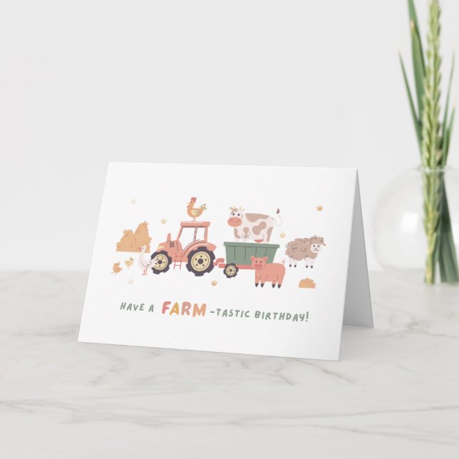 Tarjeta Ten un cumpleaños fantástico en la granja (Anverso)