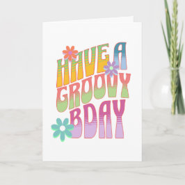 Tarjeta Ten un cumpleaños groovy | Hippie retro
