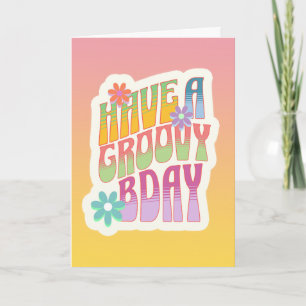 Tarjeta Ten un cumpleaños groovy   Hippie retro
