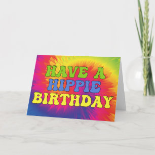 Tarjeta Ten un cumpleaños hippie Tie Dye Lindo Colorido 70