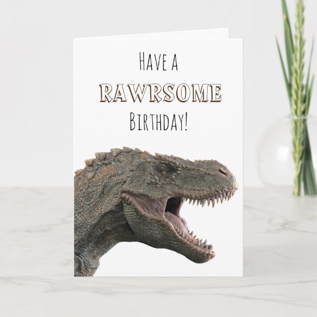 Tarjeta Ten un cumpleaños Rawrsome T-rex Tyrannosaurus (Anverso)