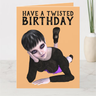 Tarjeta TEN UN CUMPLEAÑOS RETORCIDO, CHICA EMO grande! TAR