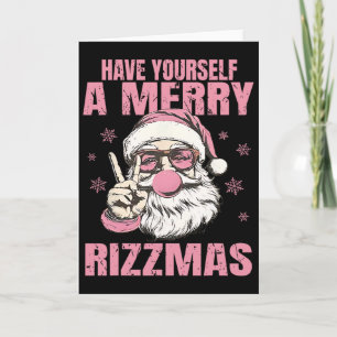 Tarjeta Ten un divertido Rizzmas Funny Pink Santa Ret