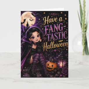 Tarjeta Ten un Halloween Fang-Tástico