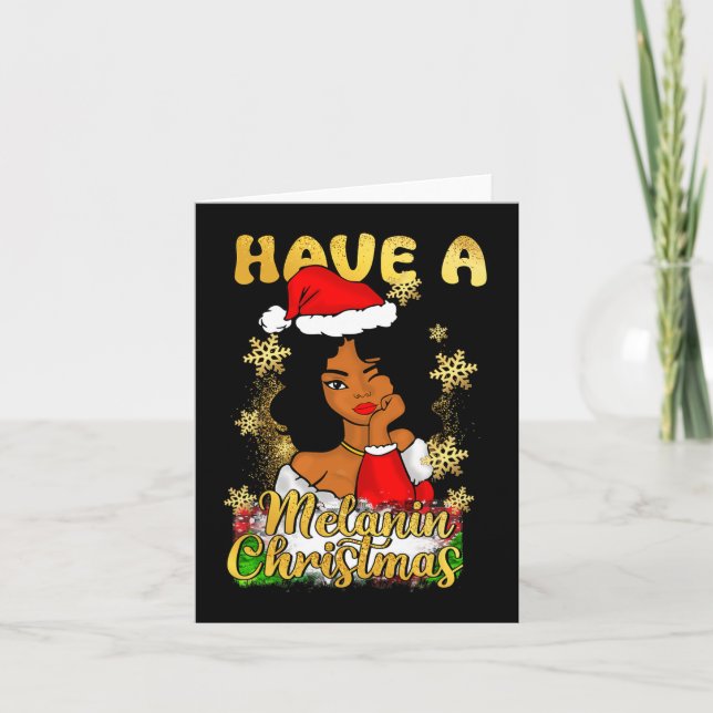 Tarjeta Ten un Melanin Navidad Reina Afroamericana (Anverso)