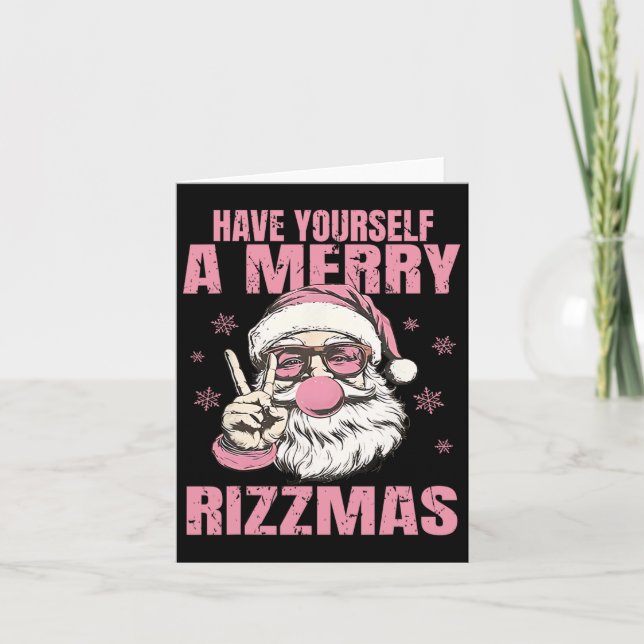 Tarjeta Ten un Rizzmas divertido Santa Rosa Gracioso (Anverso)