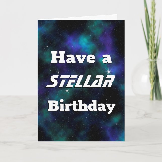 Tarjeta Ten una galaxia azul estelar de cumpleaños (Anverso)