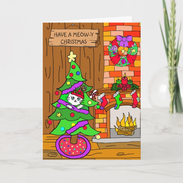 Tarjeta Tener Navidades de Meow-y (Anverso)