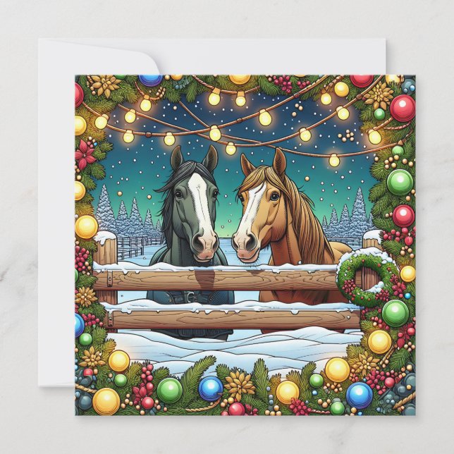 Tarjeta Tener Navidades Mare-y | Horse Pun Personalizado (Anverso)