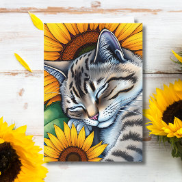 Tarjeta Tener un día maravilloso | El gato y el girasol