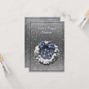 Tarjeta Tener Un Navidad Magnífico De Cinta De Plata Azul