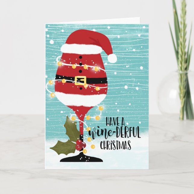Tarjeta tener un navidad maravilloso vino divertido (Anverso)