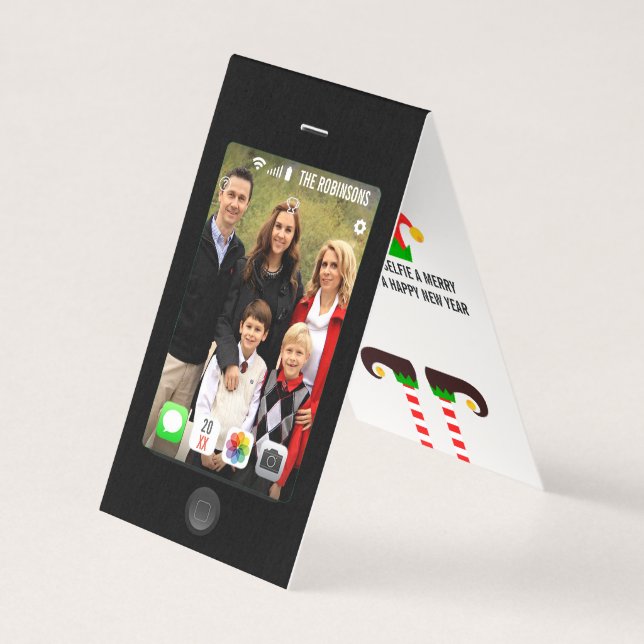 Tarjeta Tenga su selfie una foto de Navidad feliz (Anverso)