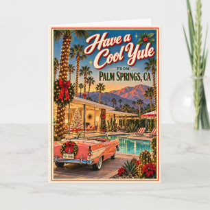 Tarjeta Tenga un Cool Yule Palm Springs Navidad Vintage