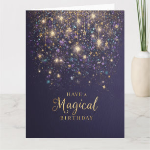 Tarjeta "Tenga un Cumpleaños Mágico" con Brillo y Estrella