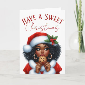 Tarjeta Tenga una dulce Navidad Señora Claus negra