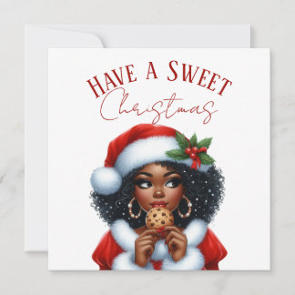 Tarjeta Tenga una dulce Navidad Señora Claus negra