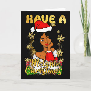 Tarjeta Tenga una Navidad con melanina Reina afroamericana