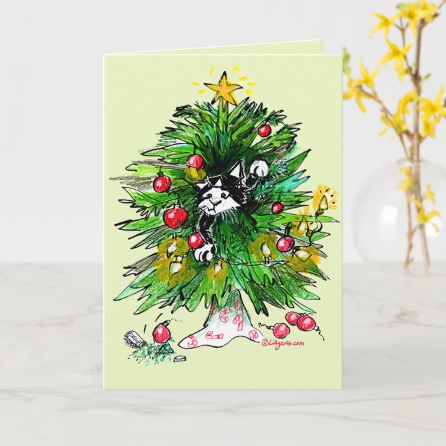 Tarjeta ¡Tenga una Navidad de hierba gatera!   (flor amarilla)