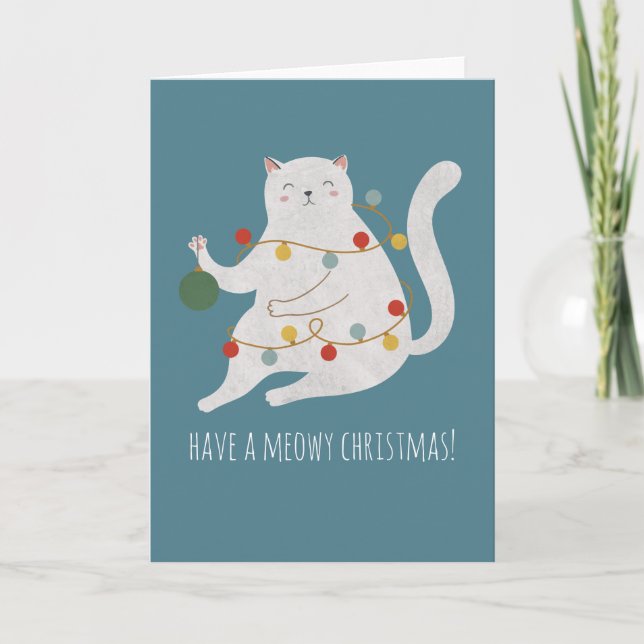 Tarjeta Tenga una Navidad Meowy Personalizable (Anverso)