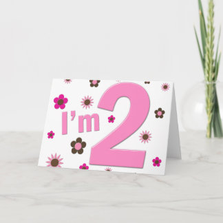 Tarjeta "Tengo 2" Flores Rosadas y Marrones