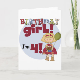 Tarjeta Tengo 4 camisetas y regalos Chicas de cumpleaños