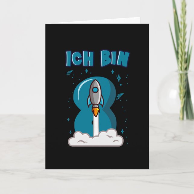 Tarjeta TENGO 8 AÑOS, 8 AÑOS, Nacimiento del espacio (Anverso)