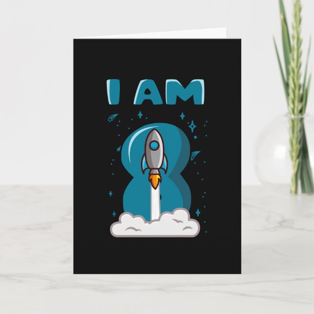 Tarjeta TENGO 8 AÑOS, 8 AÑOS, Nacimiento del espacio (Anverso)