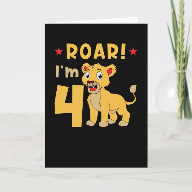 Tarjeta Tengo Cuatro Años, Cumpleaños Leo (Anverso)