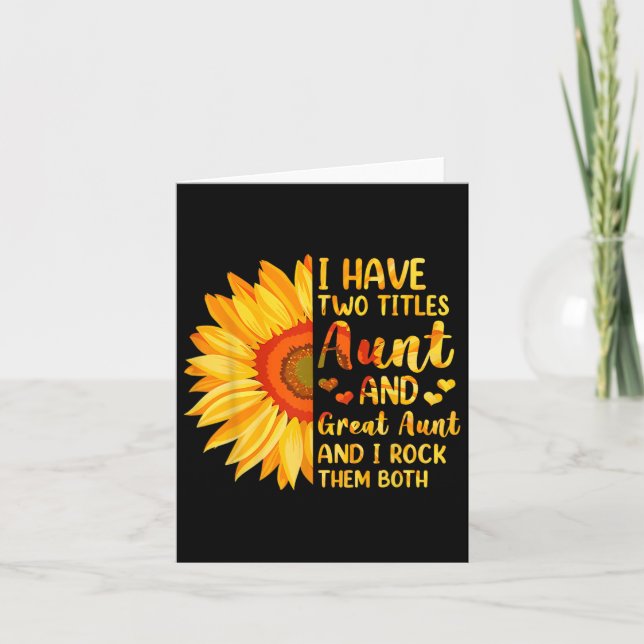 Tarjeta Tengo dos títulos Tía y Tía abuela Sunflower Mo (Anverso)