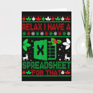 Tarjeta Tengo una hoja de cálculo para ese feo Xmas de Nav