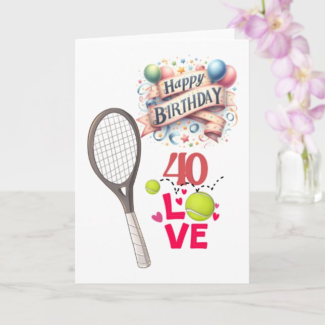 Tarjeta Tenis 40 Aniversario 40-Amor: Tenis-Tema (Orquídea)