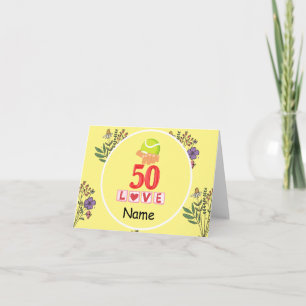 Tarjeta Tenis 50 Aniversario de la pelota de tenis para el
