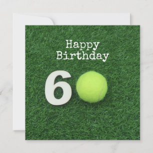 Tarjeta Tenis 60º cumpleaños con pelota de tenis y número