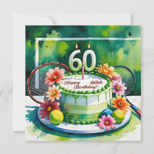 Tarjeta Tenis 60º cumpleaños con pelota de tenis y número