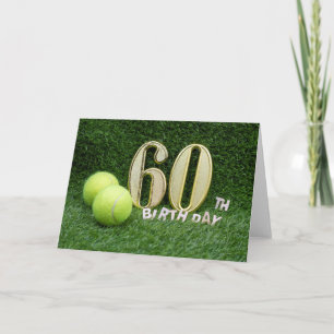 Tarjeta Tenis 60 cumpleaños con número sesenta y pelotas