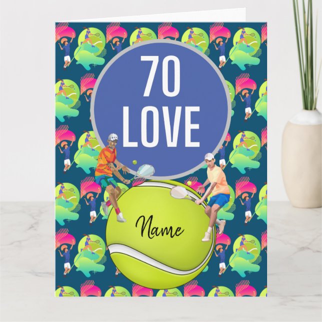 Tarjeta Tenis 70 cumpleaños setenta AMOR (Anverso)