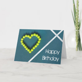 Tarjeta Tenis corazón feliz cumpleaños personalizado