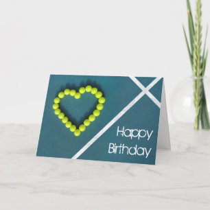 Tarjeta Tenis corazón feliz cumpleaños personalizado