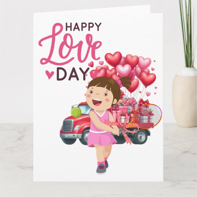 Tarjeta TENIS Día de San Valentín al jugador con amor     (Anverso)