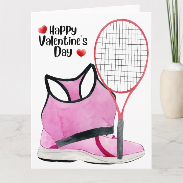 Tarjeta TENIS Día de San Valentín al jugador con amor     (Anverso)