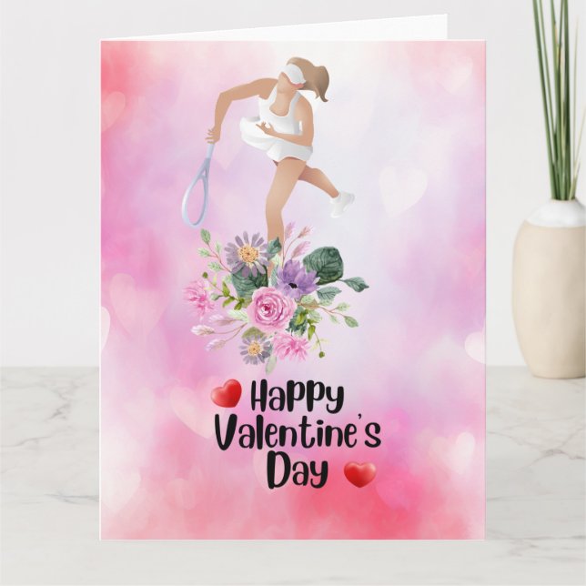 Tarjeta TENIS Día de San Valentín al jugador con amor     (Anverso)
