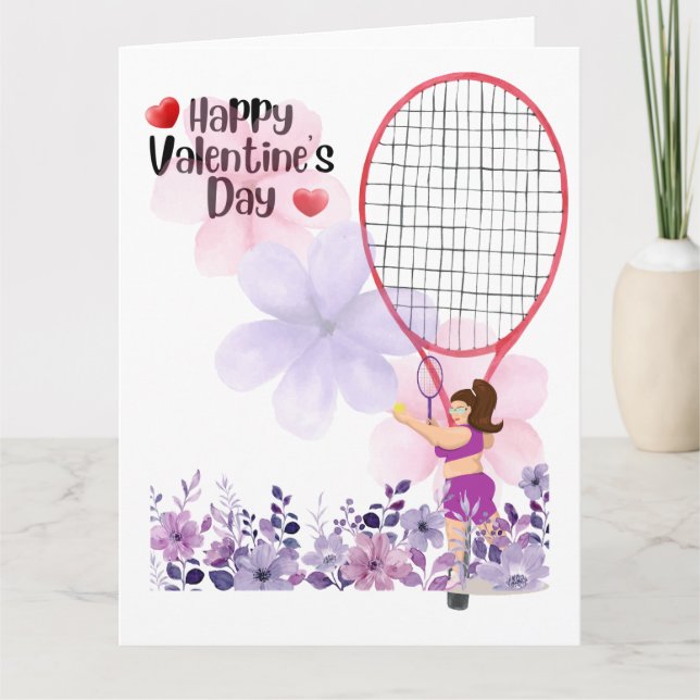 Tarjeta TENIS Día de San Valentín al jugador con amor     (Anverso)