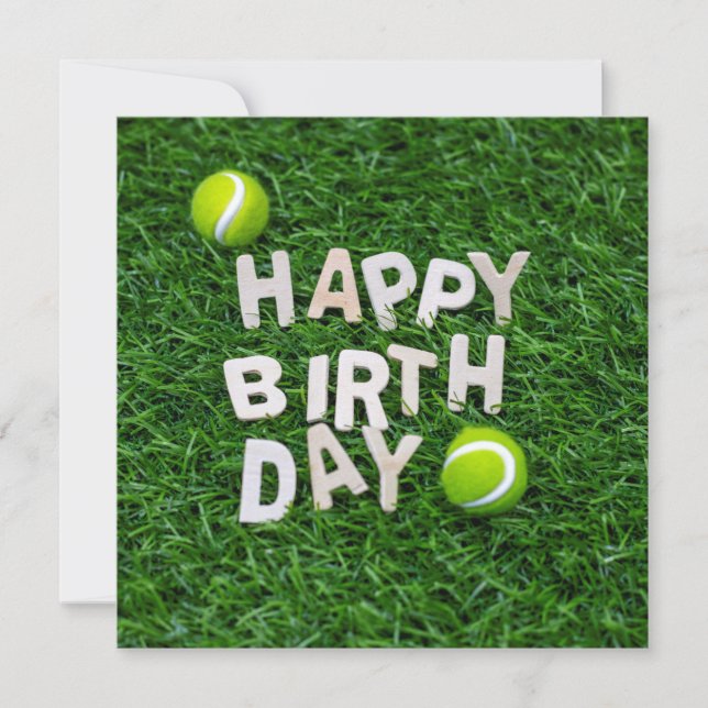 Tarjeta Tenis Feliz cumpleaños con baile de tenis en verde (Anverso)