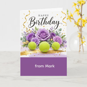 Tarjeta Tenis Feliz Cumpleaños con flores