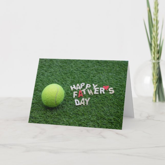 Tarjeta Tenis Feliz Día del Padre con la pelota de tenis (Anverso)