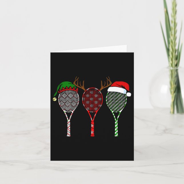 Tarjeta Tenis Feliz Navidad 3 Navidades de raquetas de ten (Anverso)